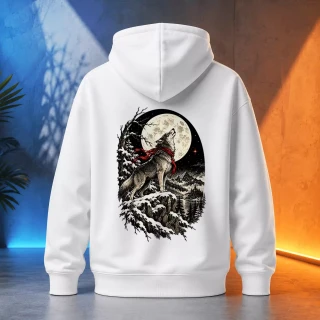 Unisex mikina - Vlk vyjící na zimní měsíc