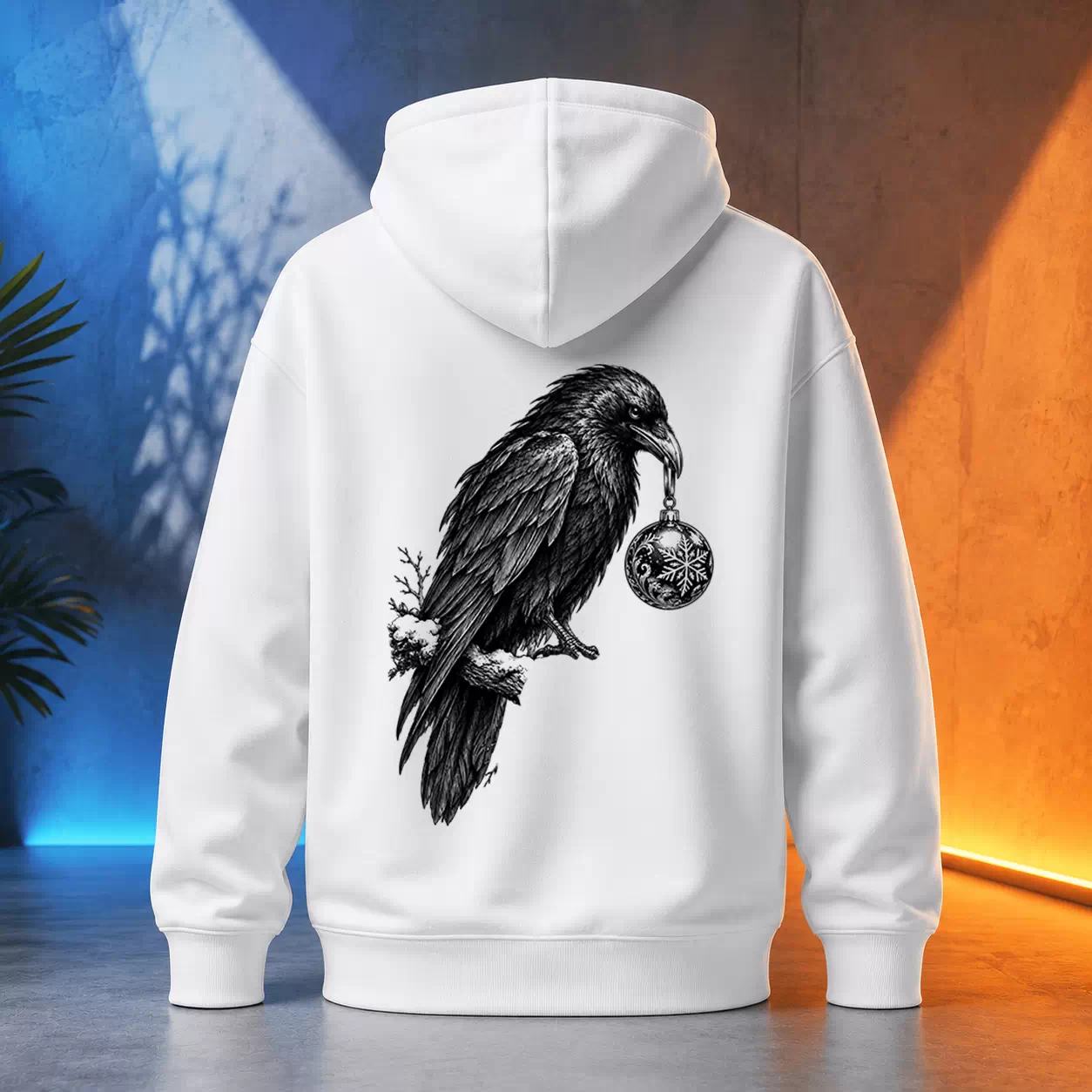 Unisex mikina - Havran s vánoční ozdobou