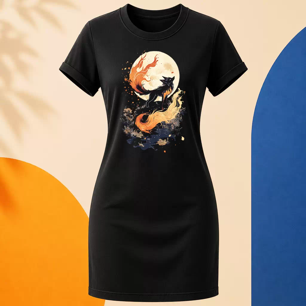 Šaty - Kitsune obklíčená plamenem
