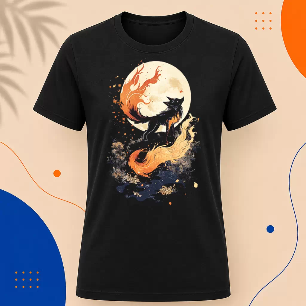 Pánské tričko - Kitsune obklíčená plamenem