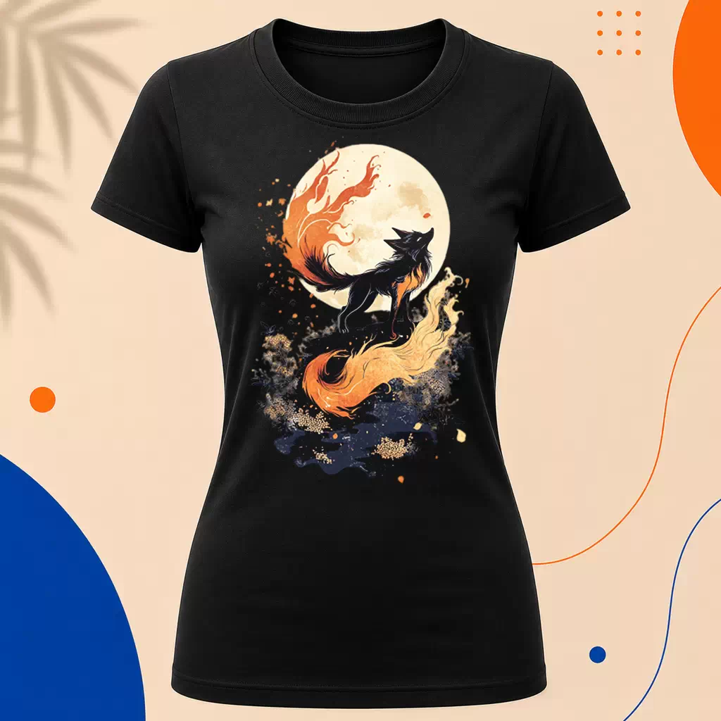 Dámské tričko - Kitsune obklíčená plamenem