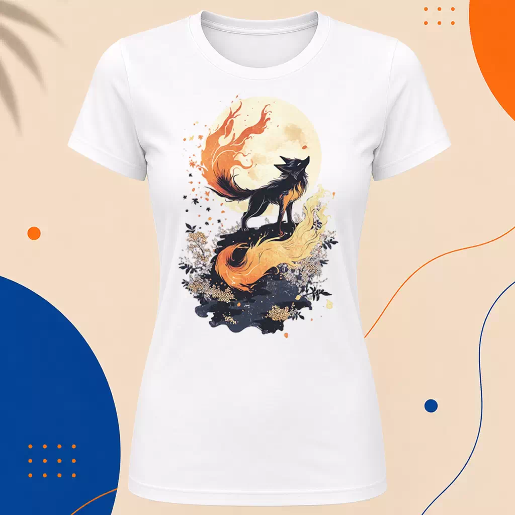 Dámské tričko - Kitsune obklíčená plamenem