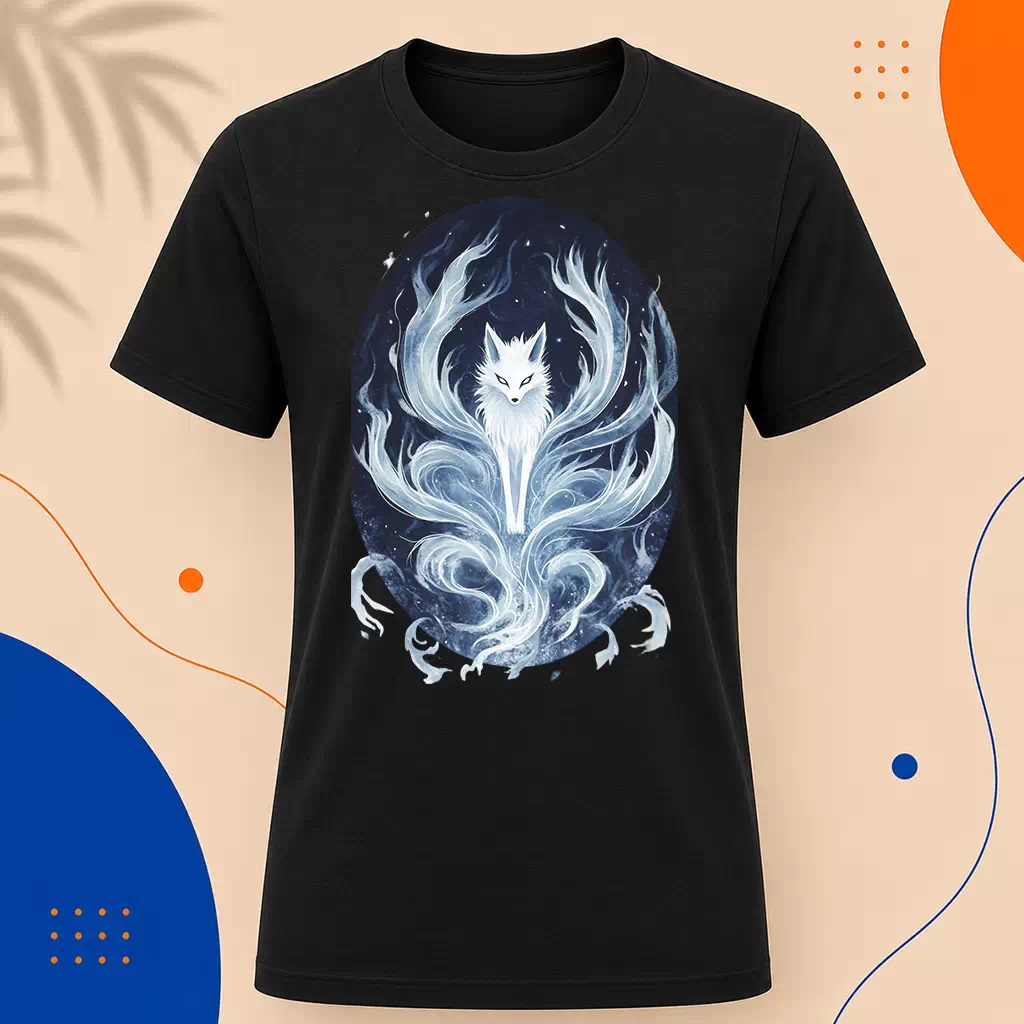 Pánské tričko - Kitsune tančící pod měsícem