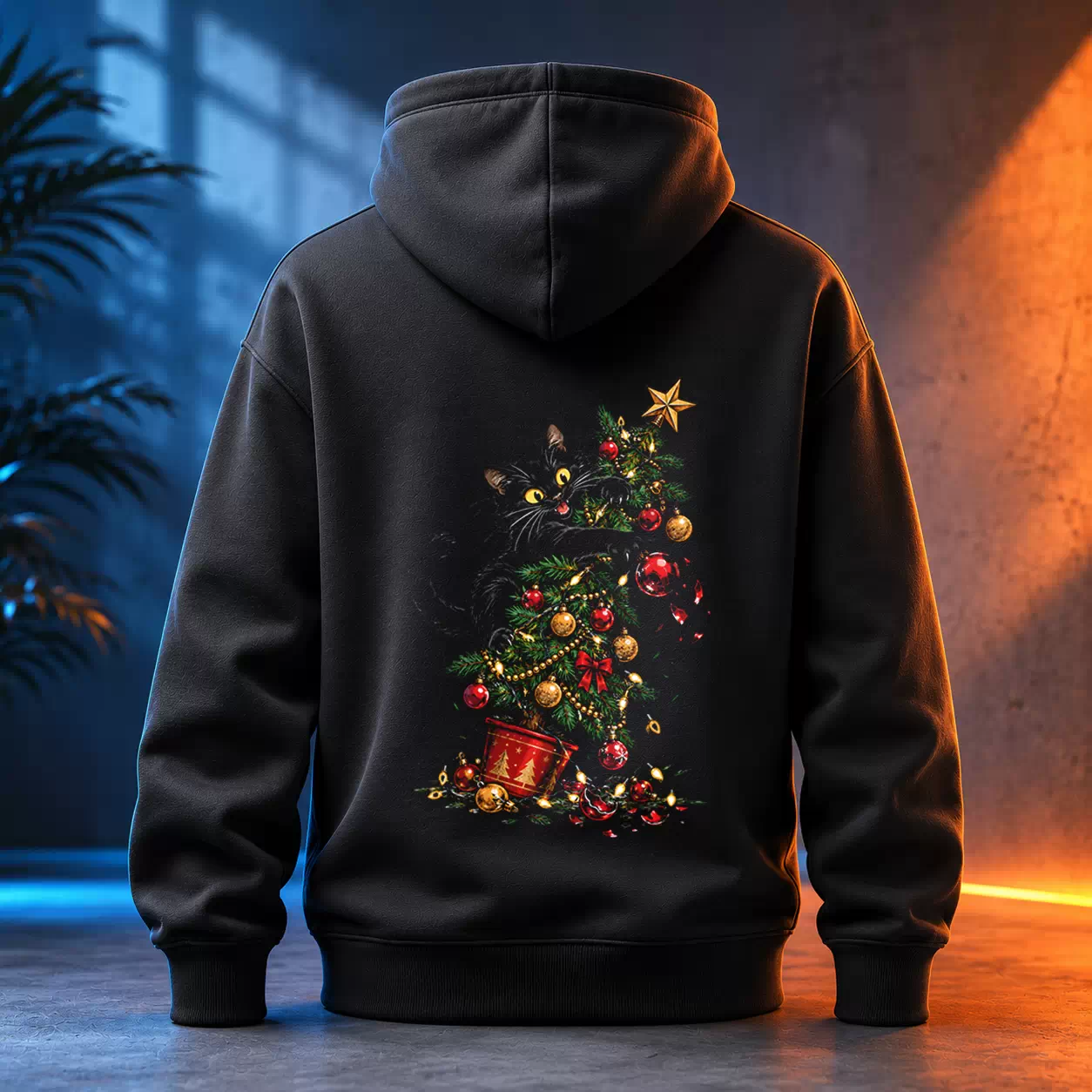 Unisex mikina - Kočka kácí stromeček