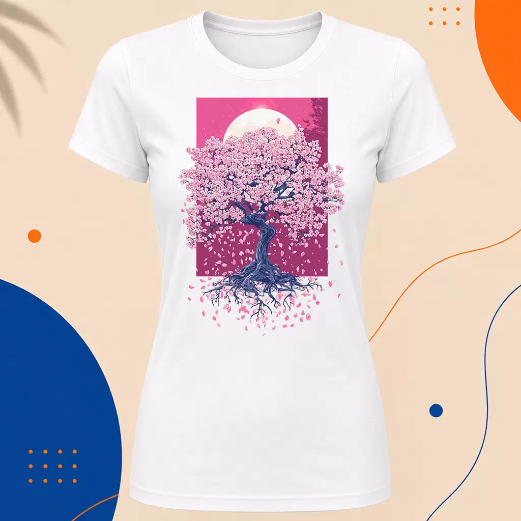 Dámské tričko - Sakura korunující kopec