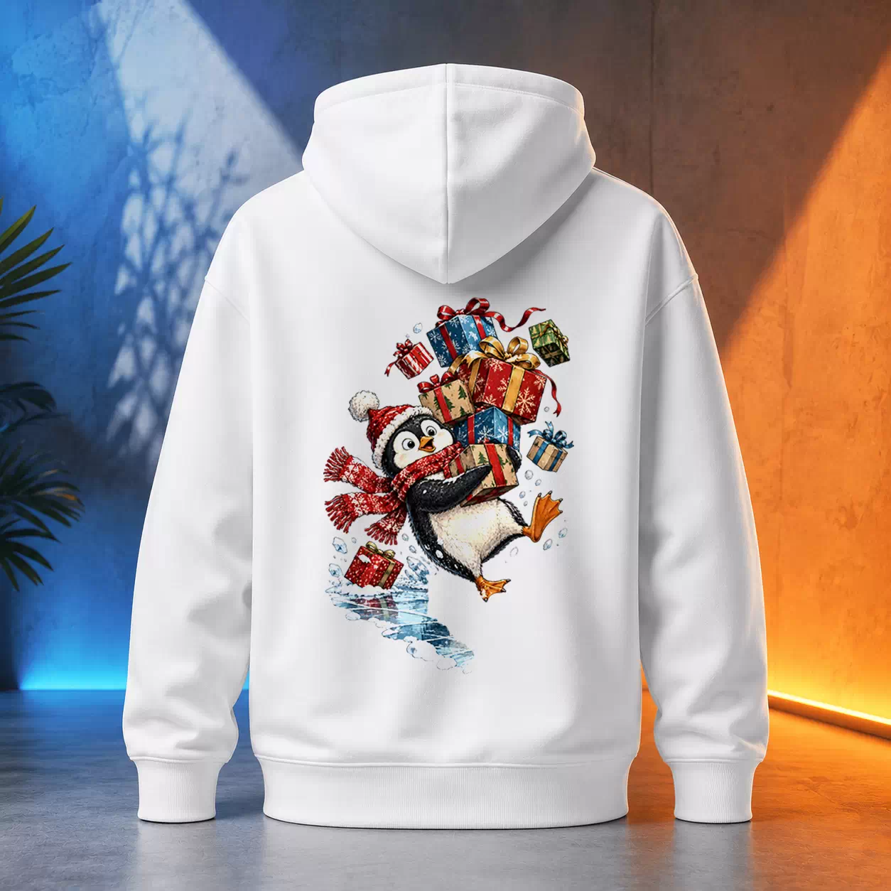 Unisex mikina - Tučňák s hromadou dárků